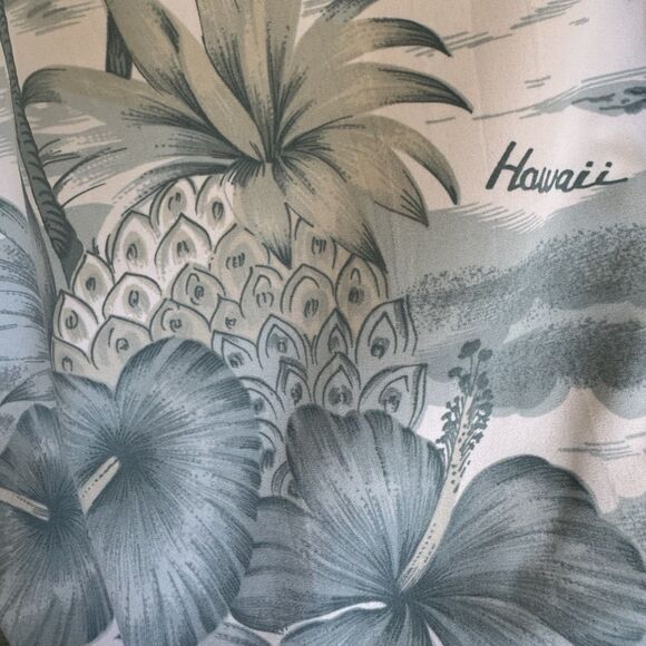 Vintage Trader Bay Hawaiian Shirt Blue & White Aloha Shirt Adult Mens L Soft 90s - Picture 11 of 16